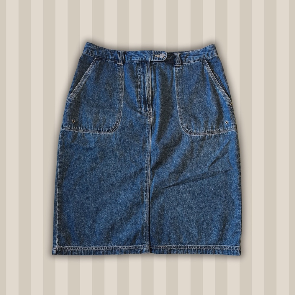 Vintage Outline Petite Denim Midi Skirt
